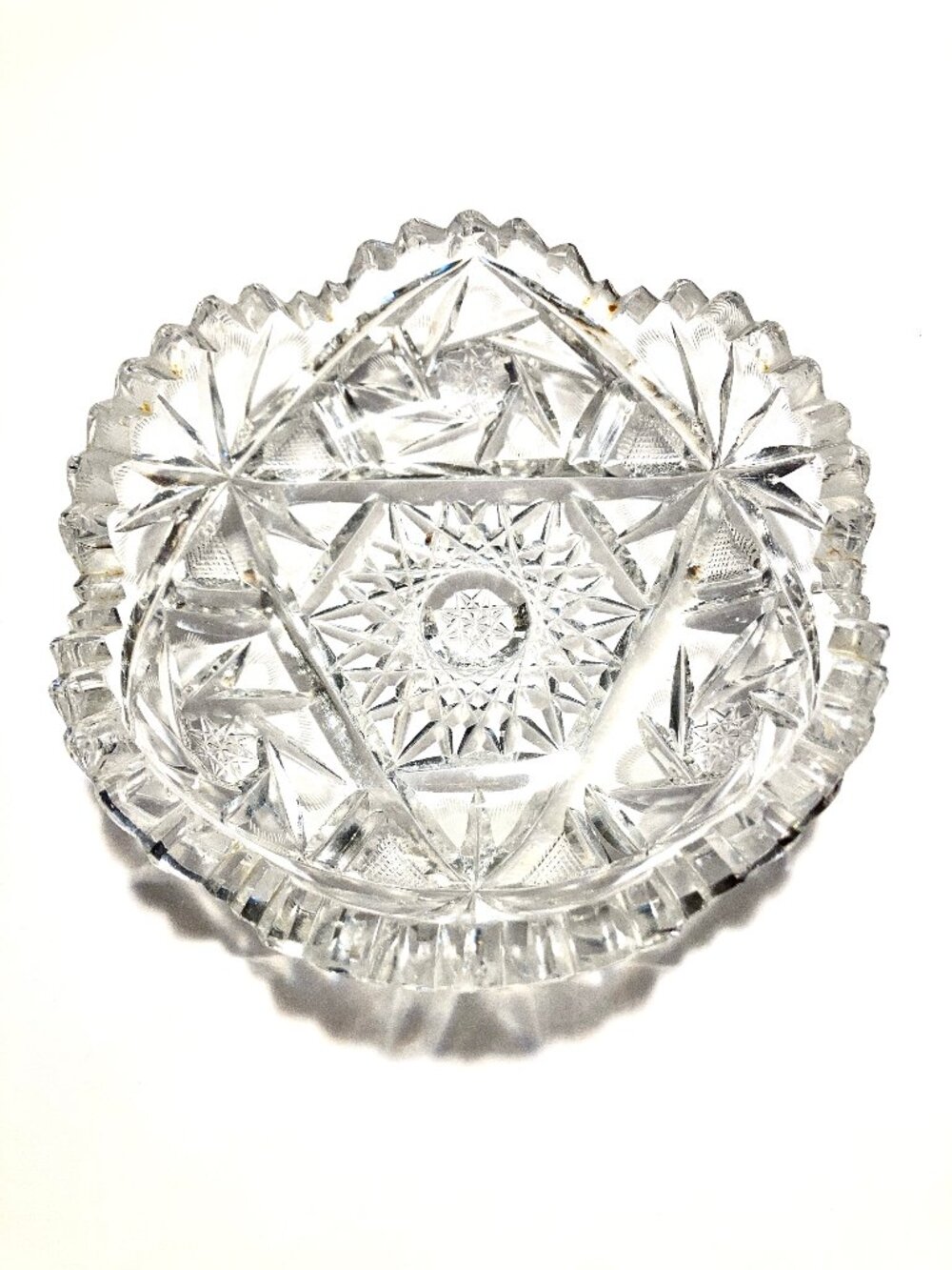 Hawkes Sawtooth Cut Glass Serving Dish